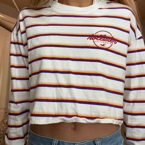Hollister Striped Long Sleeved Cropped Tee